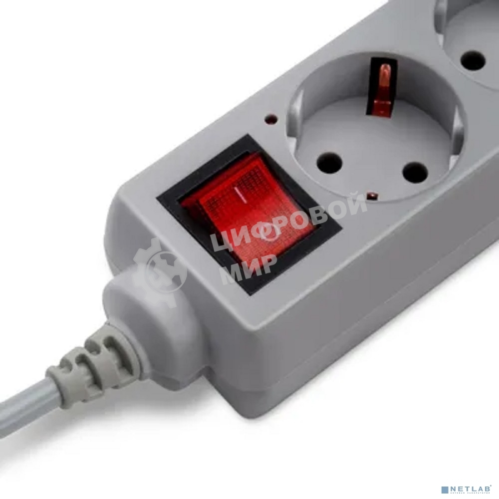 Сетевой фильтр Buro 500SL-3-G 3 м, 5 розеток, серый (пакет ПЭ)