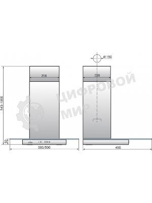 Вытяжка каминная Elikor Кристалл 50Н-430-К3Д серебристый, 50 см, 430 куб. м/ч, 54 дБ