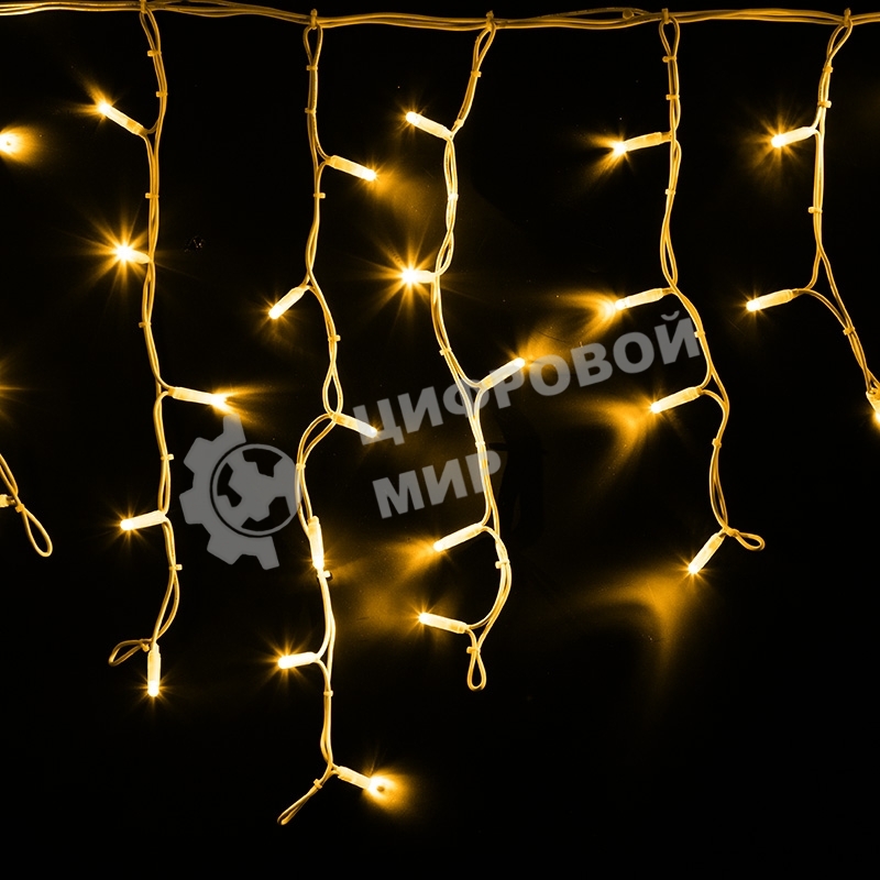 Гирлянда Neon-night Айсикл (бахрома) светодиодный, 4,0 х 0,6 м, белый провод каучук, 230 В, диоды желтые, 128 LED