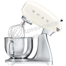 Миксеры SMEG SMF02CREU Планетарный миксер, материал корпуса: литой алюминий, материал шестеренок: закаленная сталь, материал чаши: полированная нержавеющая сталь, кремовый