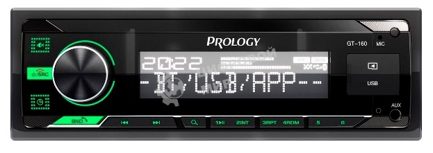 Автомагнитола Prology GT-160, 1 DIN, Bluetooth, USB Type-A, AUX, пульт ДУ