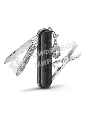 Нож перочинный Victorinox Classic Brilliant Carbon (0.6221.90) 58мм 5 функций черный/серебристый подар.коробка