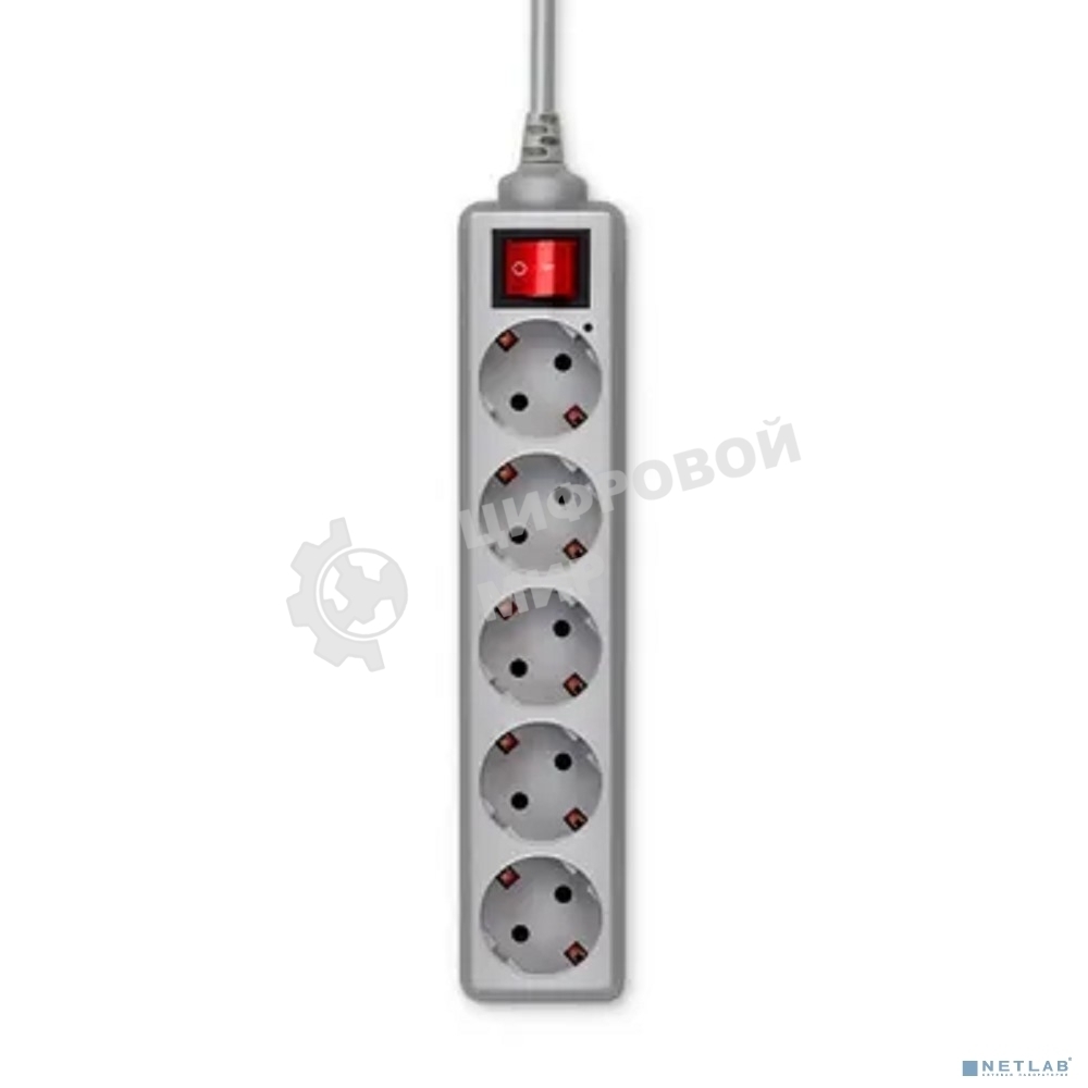 Сетевой фильтр Buro 500SL-3-G 3 м, 5 розеток, серый (пакет ПЭ)