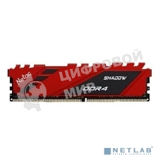 Оперативная память NETAC Shadow, DDR4, 16GB (1x16GB), 3200MHz, CL16, DIMM, с радиаторами, красный