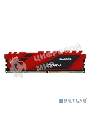 Оперативная память NETAC Shadow, DDR4, 16GB (1x16GB), 3200MHz, CL16, DIMM, с радиаторами, красный