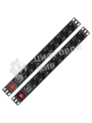 Блок розеток с сетевым фильтром (Surge Protect) и выключателем с подсветкой ExeGate ServerPro PDU-19H802 Al-8S-EU1.8CU-SW-SPD1 (19