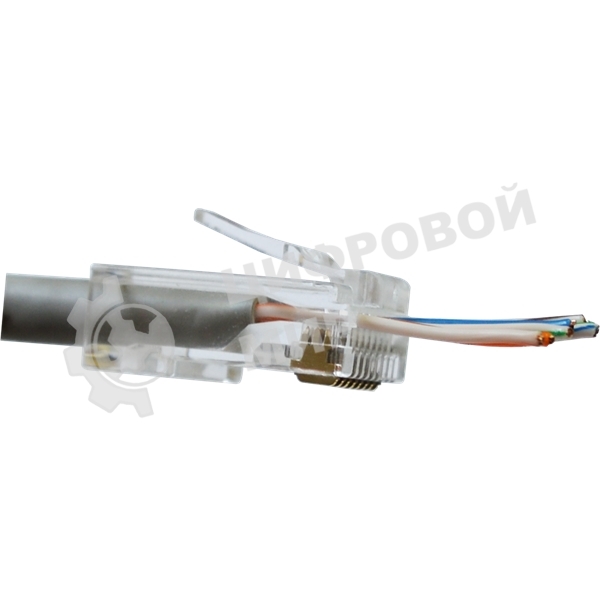 Коннектор LANMASTER RJ45 тип EZ, 8P8C, UTP, Cat.6, универсальный, со вставкой, покрытие 50 микрон,100 шт.