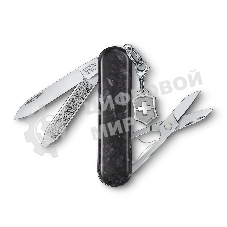 Нож перочинный Victorinox Classic Brilliant Carbon (0.6221.90) 58мм 5 функций черный/серебристый подар.коробка
