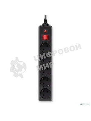 Сетевой фильтр Buro 500SH-1.8-UPS-B 1.8 м, 5 розеток, черный, коробка