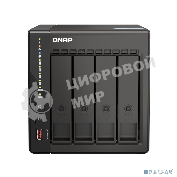 Сетевое хранилище SMB QNAP TS-453E-8G NAS, 4-tray w/o HDD. 2xHDMI-port. 4-core Celeron J6412 2-2.6 GHz, 8Gb DDR, 2x2.5Gb LAN, 2 x M.2 2280 PCIe Gen 3 x2, 2x USB 3.2 Gen 2 (10Gbps) Port, 2x USB 2.0 port