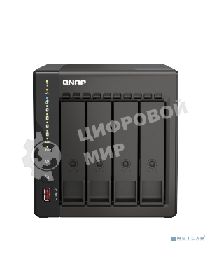 Сетевое хранилище SMB QNAP TS-453E-8G NAS, 4-tray w/o HDD. 2xHDMI-port. 4-core Celeron J6412 2-2.6 GHz, 8Gb DDR, 2x2.5Gb LAN, 2 x M.2 2280 PCIe Gen 3 x2, 2x USB 3.2 Gen 2 (10Gbps) Port, 2x USB 2.0 port