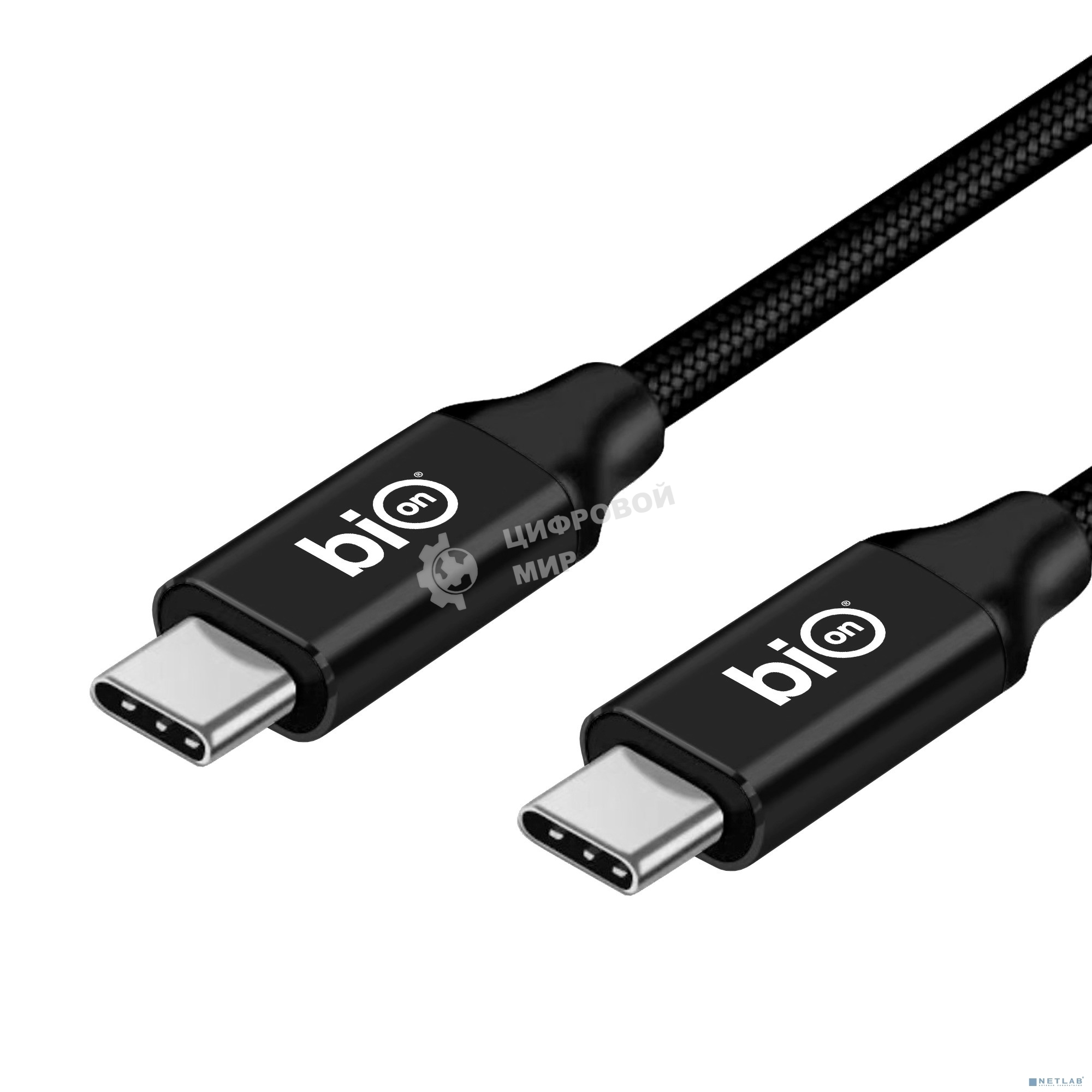 Кабель Bion USB4 v2.0 (CM/CM), 16K@60Hz, 80 Гбит/с, 240W, 5A, медь, 2 м, черный