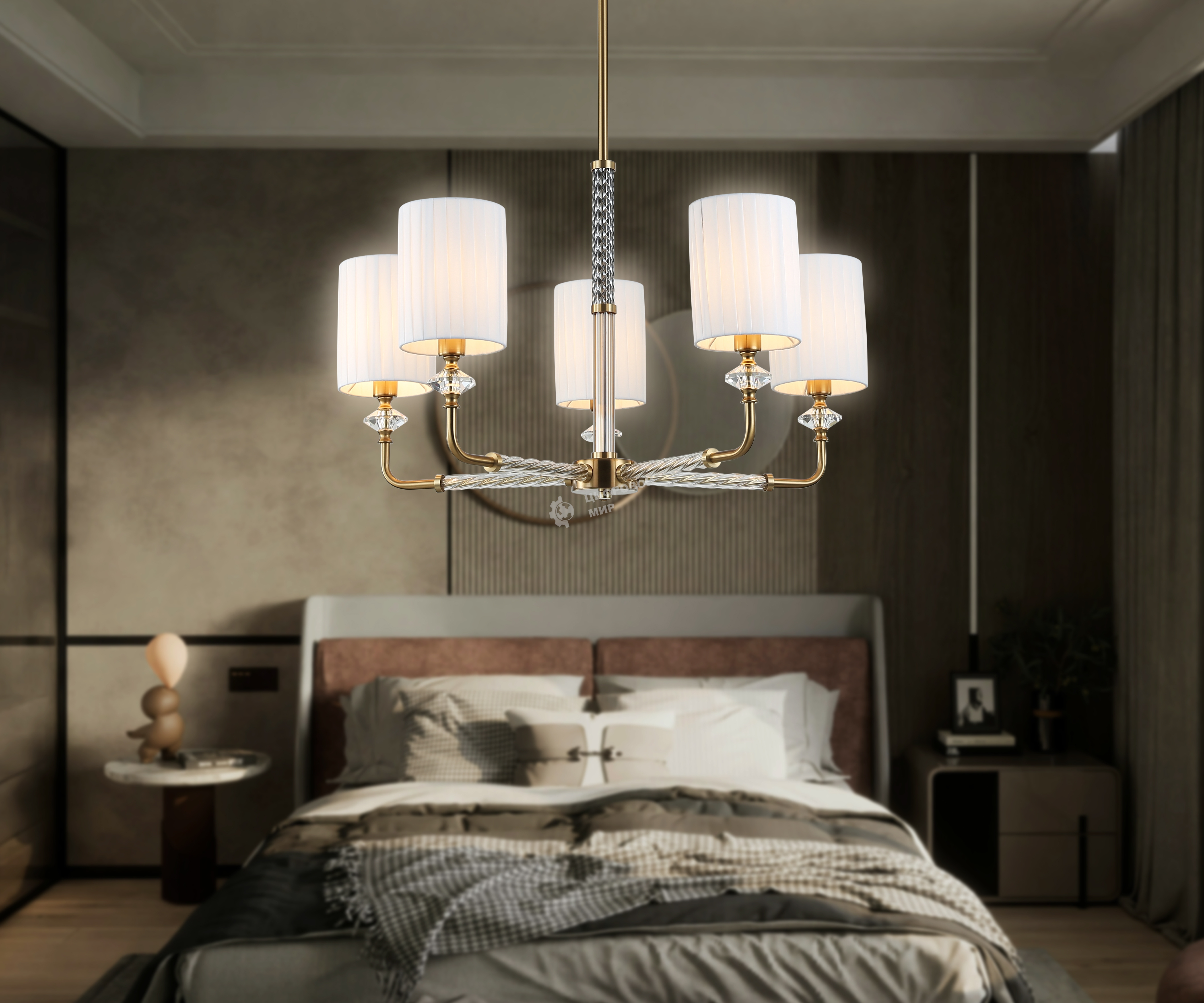 Люстра Ambrella light LH71500/5 BS/FR латунь/белый матовый E14*5 max 40W D680*640