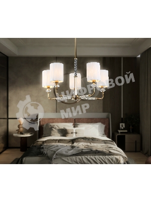 Люстра Ambrella light LH71500/5 BS/FR латунь/белый матовый E14*5 max 40W D680*640