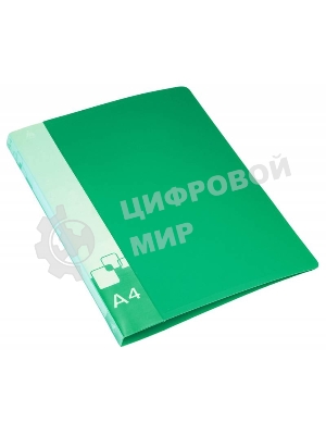 Папка на 2-х D-кольцах Бюрократ -0840/2DGRN A4 пластик 0.8мм кор.40мм внут.и торц.карм зеленый