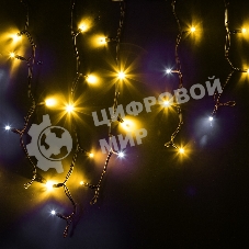Гирлянда Neon-night Айсикл (бахрома) светодиодный, 4,0 х 0,6 м, с эффектом мерцания, черный провод каучук, 230 В, диоды желтые,