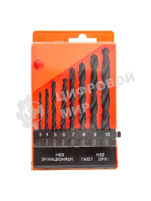 Набор сверл по металлу Sparta,3-10 мм, HSS,8 шт.цилиндрический хвостовик