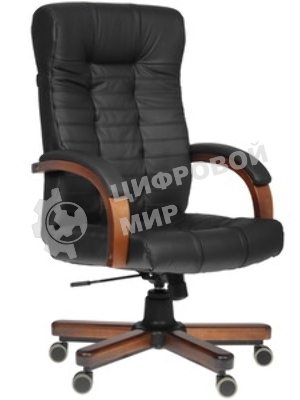 Кресло Бюрократ KB-10WALNUT/B/LEATH черный, кожа