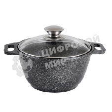 Кастрюля Kukmara КМТ22а, 2,0 л. темный мрамор, стеклянная крышка.