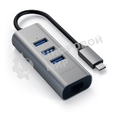 USB-концентратор Satechi Type-C 2-in-1 USB 3.0 Aluminum 3 Port Hub and Ethernet Port. Интерфейс Type-C. серый космос.
