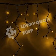 Гирлянда Neon-night Айсикл (бахрома) светодиодный, 4,0 х 0,6 м, черный провод каучук, 230 В, диоды желтые, 128 LED