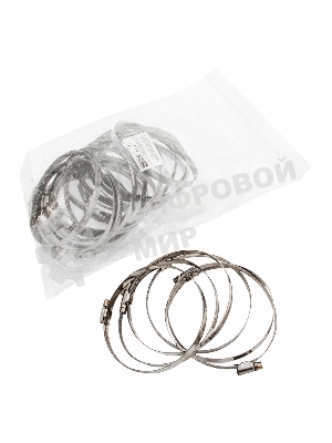 Хомуты Сибртех нержав, сталь, стандартное болтовое крепление 90-110 мм 25 шт/уп, ширина 9 мм