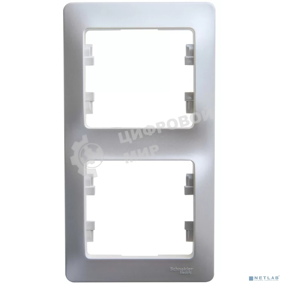 Рамка 2-м Glossa верт. алюм. SchE GSL000306