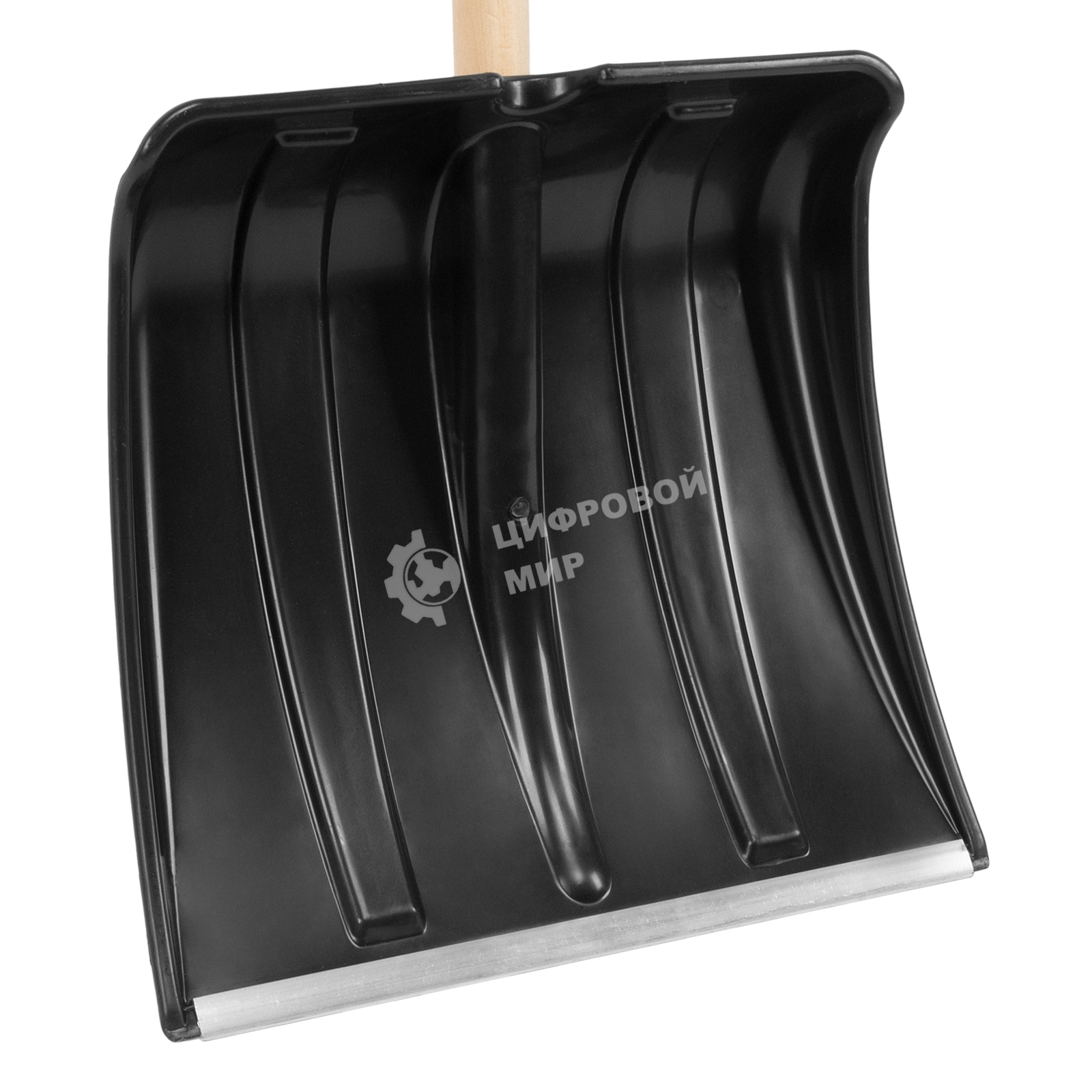 Лопата для уборки снега Сибртех пластиковая, 380х360х1420 мм, деревянный черенок