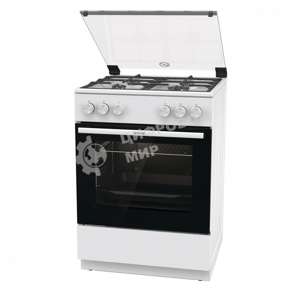 Плита газовая Gorenje GG6A11WF белый, конфорок 4 газовых, духовка 72 л, 60 см x 85 см x 60 см