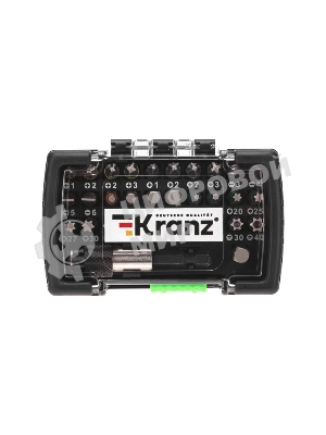 Набор бит Kranz с магнитным держателем, пластиковый кейс, 32 шт