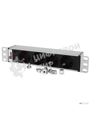 Блок роз Rem-10 без шнура с инд., 4 Sсhuko, вх IEC 60320 C14, 10A алюм. 10