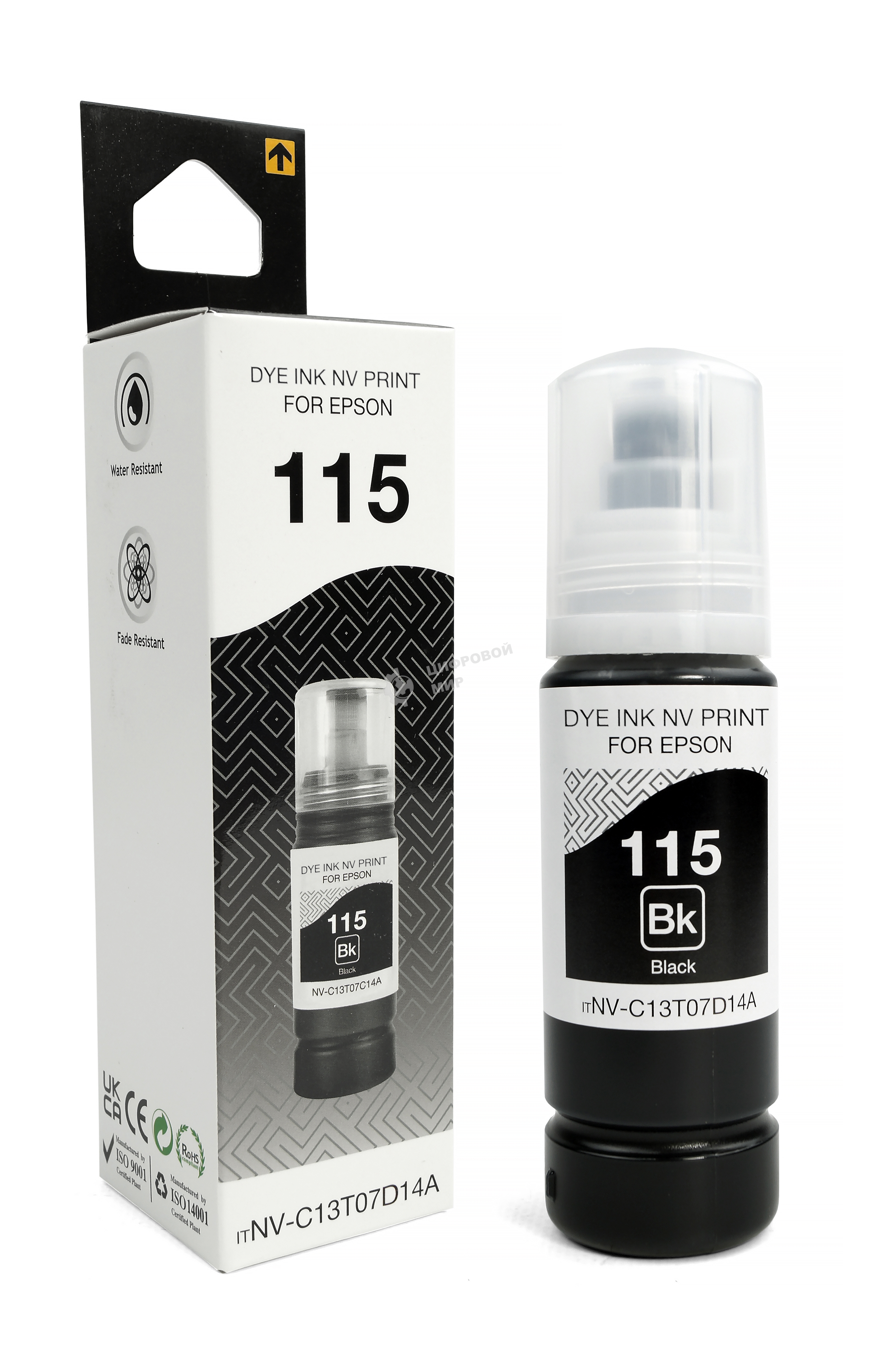 Чернила NVP 115 (NV-C13T07D14A) для Epson L8160, L8180 (70 мл) Black (в коробке) совместимые