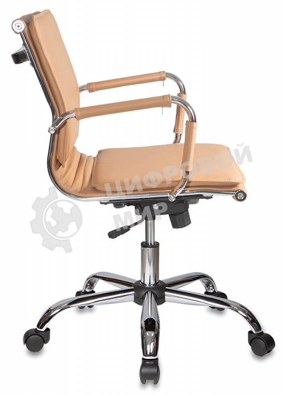 Кресло руководителя Бюрократ CH-993-Low/Camel светло-коричневый, низкая спинка, искусственная кожа, крестовина хромированная