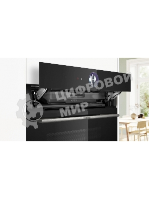 Духовой шкаф Bosch HSG7361B1 Home Connect!! Serie 8, черный, 21 режим + комбинированные режимы, функция приготовление на пару 100%, 4-слойное остекление, 3 цветных текстовых TFT-дисплея 2,5