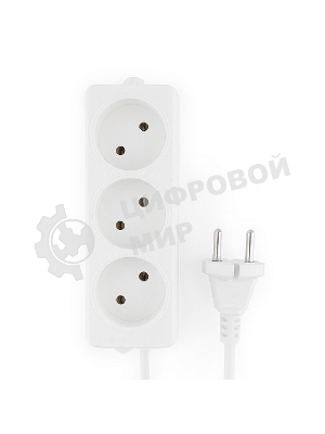 Удлинитель Гарнизон EL-NL3-W-3, 3 розетки допустимый ток 10А, длина 3 метра.