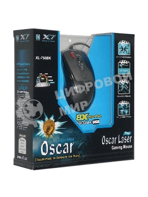 Мышь проводная A4Tech XL-750BK черный, 3600 dpi, USB, кнопки - 7