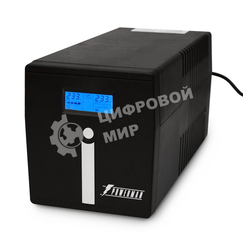 Источник бесперебойного питания PowerMan Smart Sine 1000 черный (Pure Sine Wave/LCD Display/USB/Software/RJ11/45)