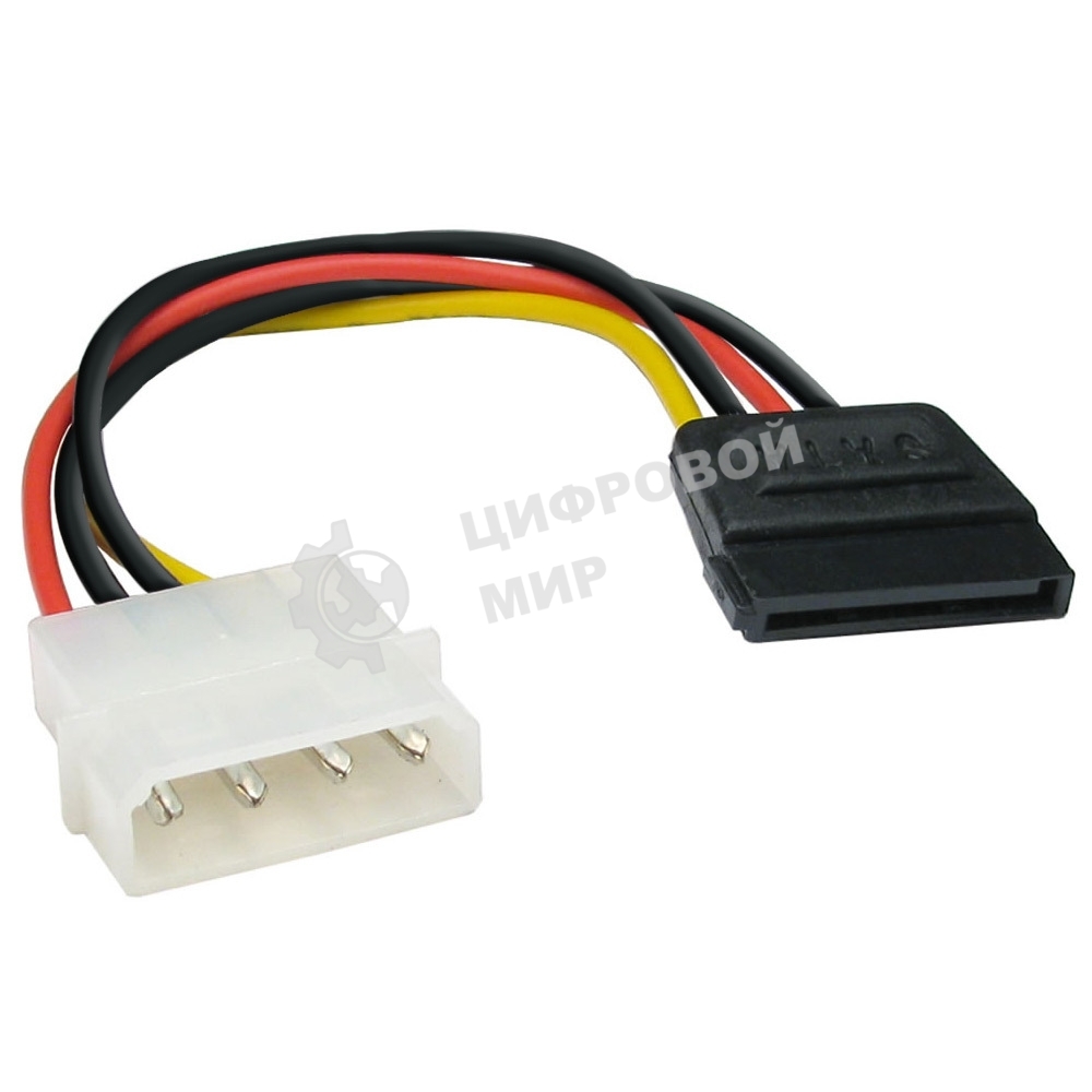 Кабель питания EX138936RUS SATA ExeGate EX-CC-SATA-PS (Molex 4pin/SATA15pin, 0,15м)