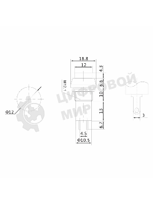 Выключатель-кнопка Rexant 250V 1А (2с) (ON)-OFF Б/Фикс синяя