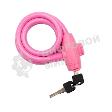 Тросовый замок взломостойкий для велосипедов и колясок с ключом Четыре сезона 100 см розовый 79-0304