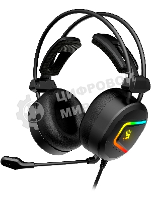 Гарнитура Bloody MC750 чёрный, проводная, USB, подсветка
