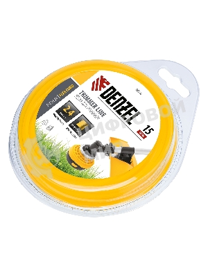 Леска для триммера Denzel квадрат 2,4 мм х 15 м, блистер FLEX CORD