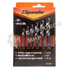 Набор сверл по металлу Sparta,3-10 мм, HSS,8 шт.цилиндрический хвостовик