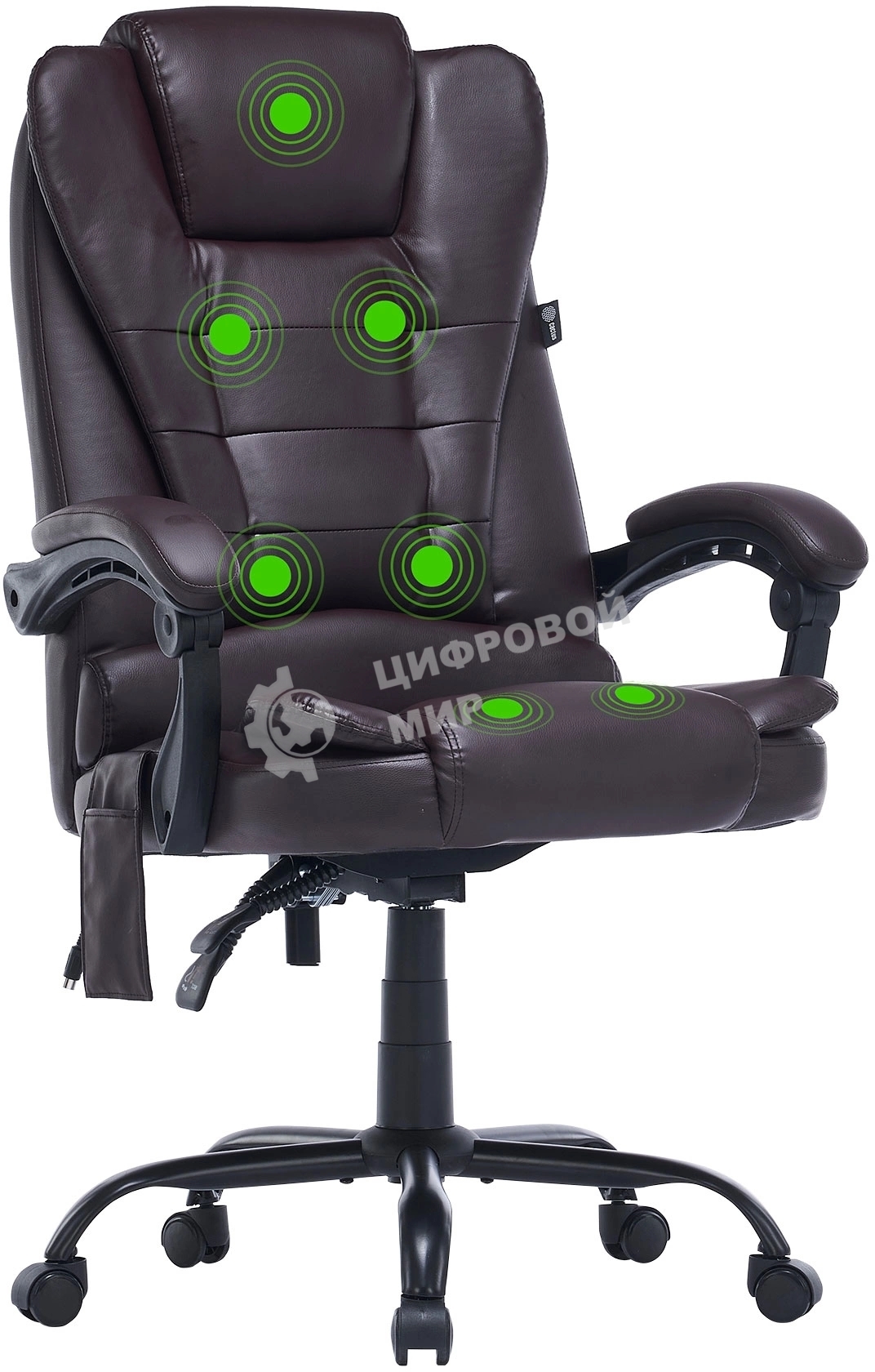 Кресло компьютерное Cactus CS-CHR-OC03M-BR темно-коричневый, эко.кожа, с подголовником