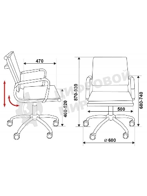 Кресло Бюрократ CH-993-Low/grey серый, экокожа