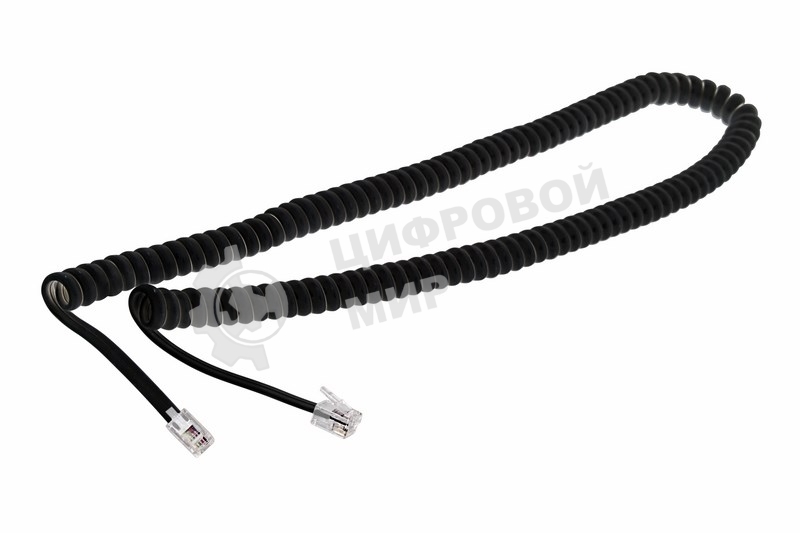 Телефонный шнур Rexant витой трубочный RJ-10(4P-4C), длина 7 м., черный