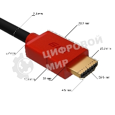 Кабель GCR 3.0m HDMI версия 2.0, HDR 4:2:2, Ultra HD, 4K 60 fps 60Hz/5K*30Hz, 3D, AUDIO, 18.0 Гбит/с, 28/28 AWG, OD7.3мм, тройной экран, черный, красные коннекторы, GCR-HM451-3.0m GCRКабель 3.0m HDMI версия 2.0, HDR 4:2:2, Ultra HD, 4K 60 fps 60Hz/5K*30Hz, 3D, AUDIO, 18.0 Гбит/с, 28/28 AWG, OD7.3мм, тройной экран, черный, красные коннекторы, GCR-HM451-3.0m
