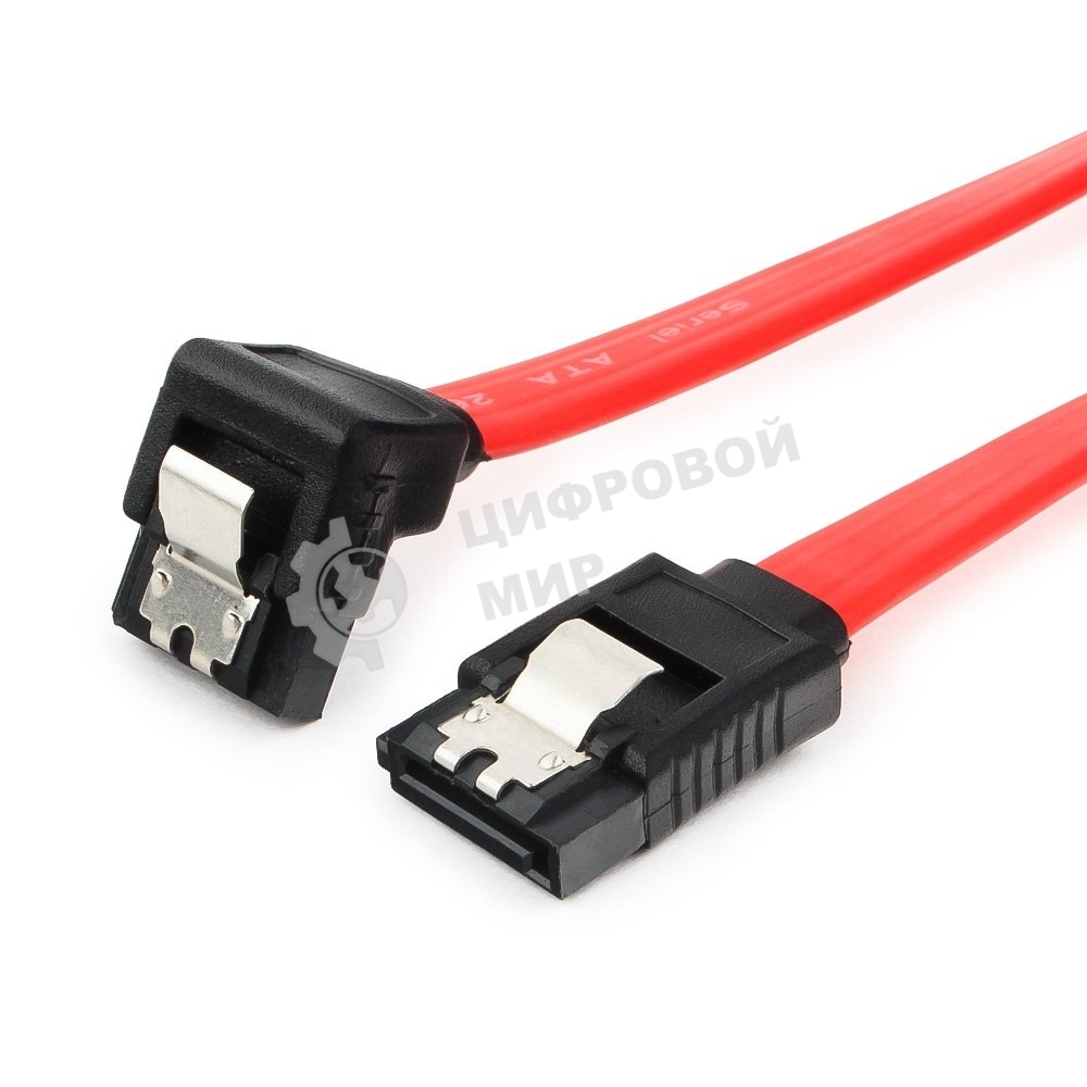 Кабель интерфейсный SATA Cablexpert CC-SATAM-DATA90-0.8M, 80 см, угловой разъем, 7pin/7pin, защелка, пакет