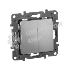 Переключатель 2-клавишный, 10AX, алюминий ETIKA 