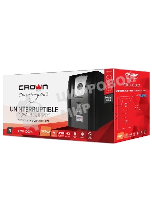 Источник бесперебойного питания Crown CMU-1000X (1000VA/600w; Off-Line; 2 х Euro с резервным питанием и фильтрацией; 12V7AH х 2; Металл)